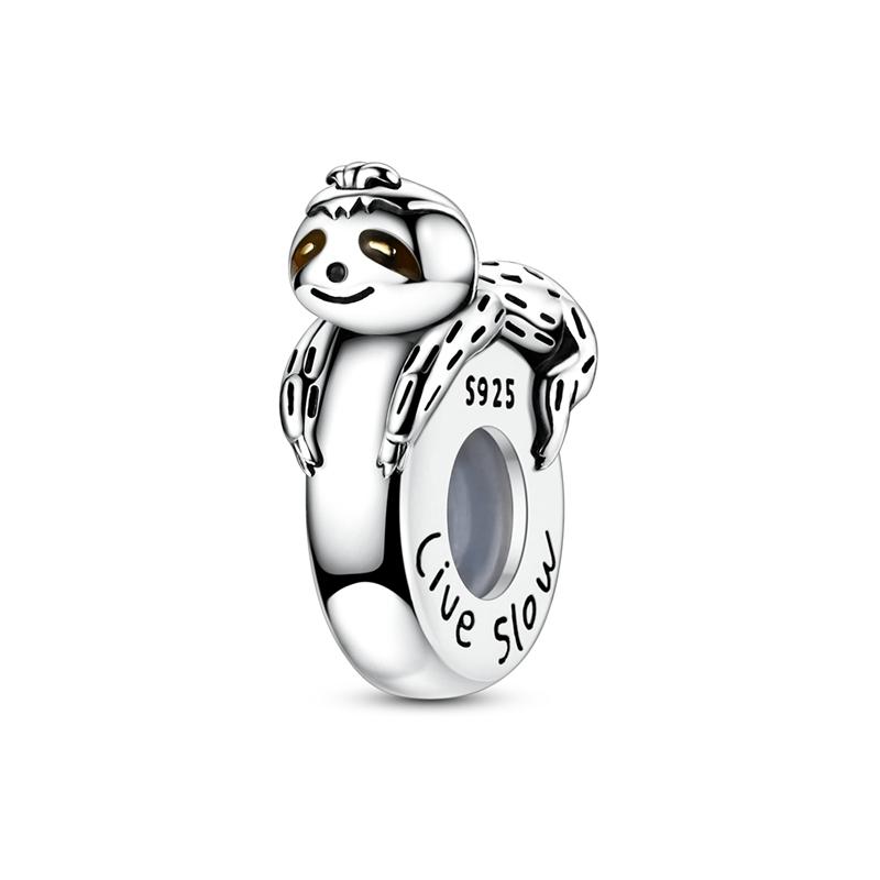 Original Clip Charms Beads 925 Silver Heart Charms Zircon Silicone Spacer Beads Fit Bracelet Women DIY Jewelry Making