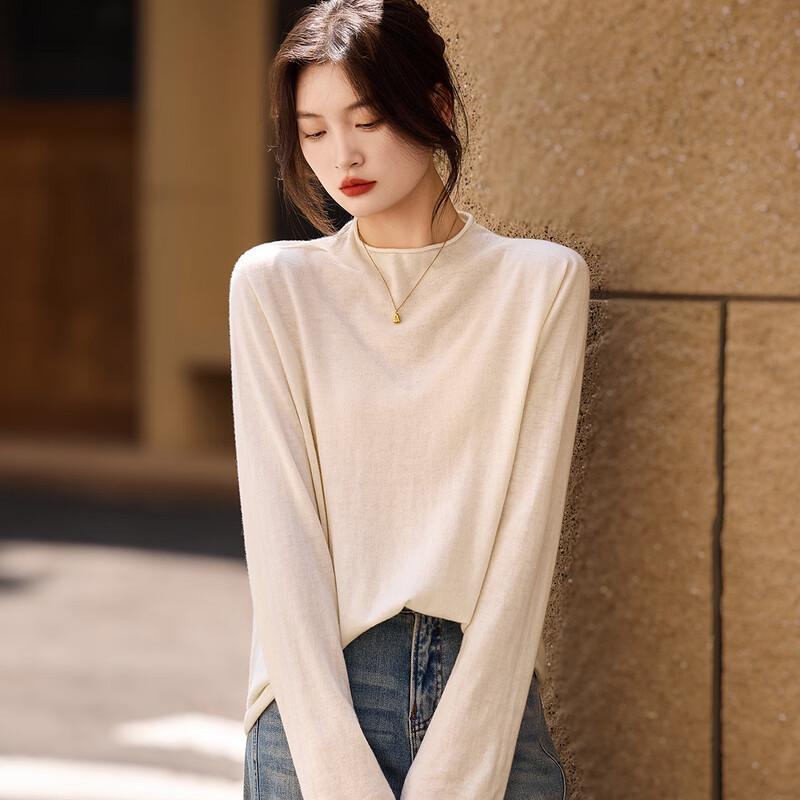 Srcr Women's Cashmere Blend Semi-High Collar Knit Sweater