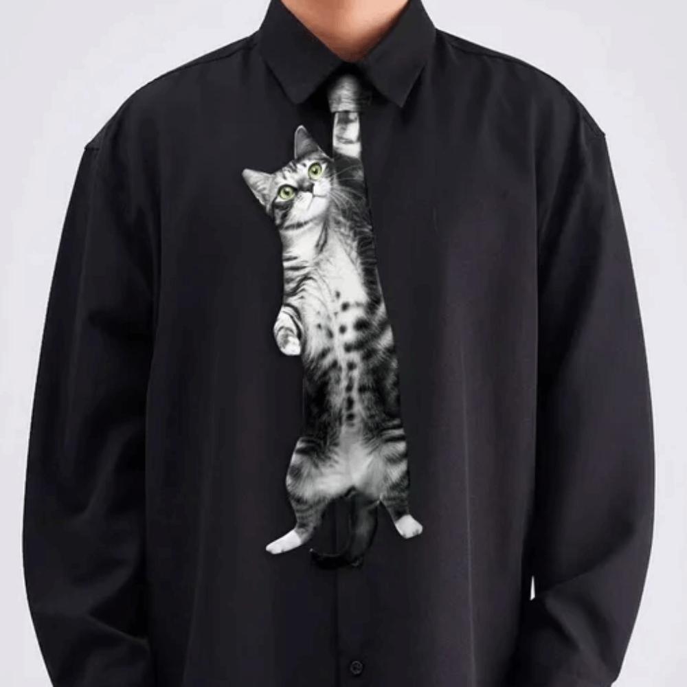 Уникальный галстук с рисунком животных Реалистичный Новый галстук Костюмированная вечеринка Галстук в форме кошки Праздничные собрания