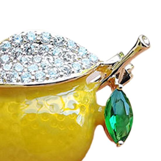 Брошь Булавка Лимон Стразы Желтый Яркий Блеск Капает Масло Брошь Декор Одежды