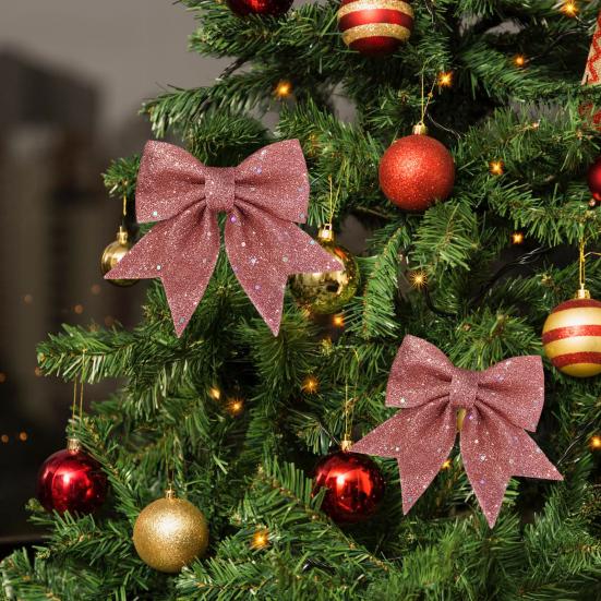 2 шт. Рождественский блестящий бант, многоразовый, сделай сам, украшение для рождественской елки, подарочной коробки, венка, праздничный, золотой порошок, пайетки, большой бант, товары для вечеринки