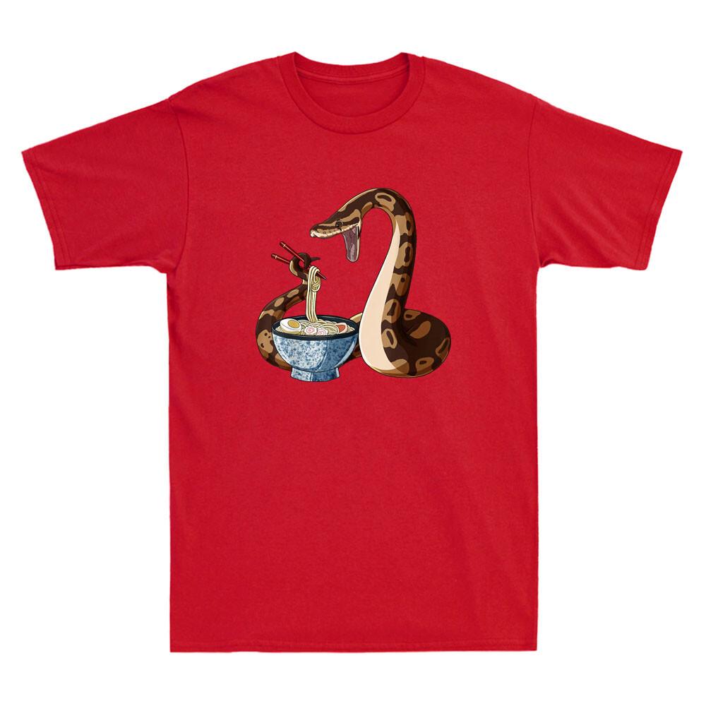 Japanese Kawaii Ramen Snake Funny Snake Eating Noodle Meme Novelty Men's T-Shirt
