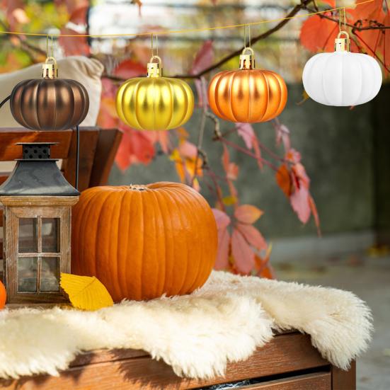 Mini Pumpkin Hanging Ornaments Thanksgiving Harvest Home Tree Decorations Reusable Hanging Pumpkin Ball for Autumn Holiday Party Supplies