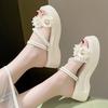 Thick-soled Heightening Pearl Beach Sandals Sandals Female 2025 Summer New Fairy Wind Flowers with Skirt Cool Slippers