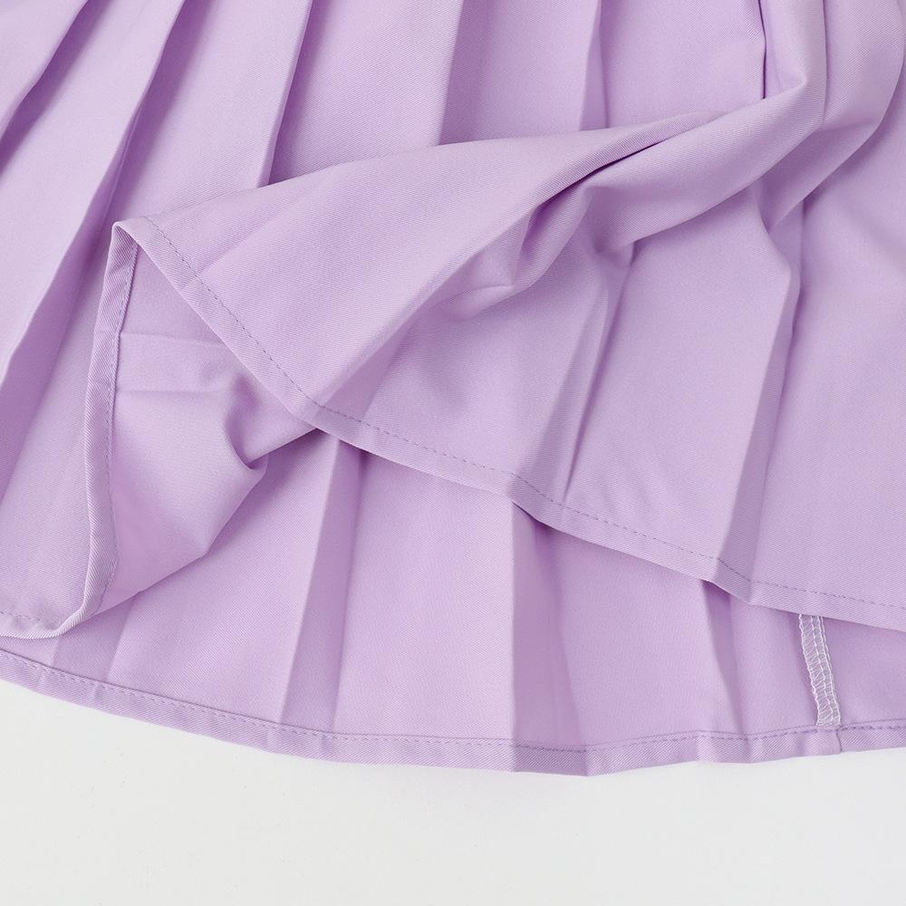 Girls Summer Preppy Pleated Skirt Set With Ruffle Short Sleeve And Rabbit Embroidery Two Piece Outfit For Kids