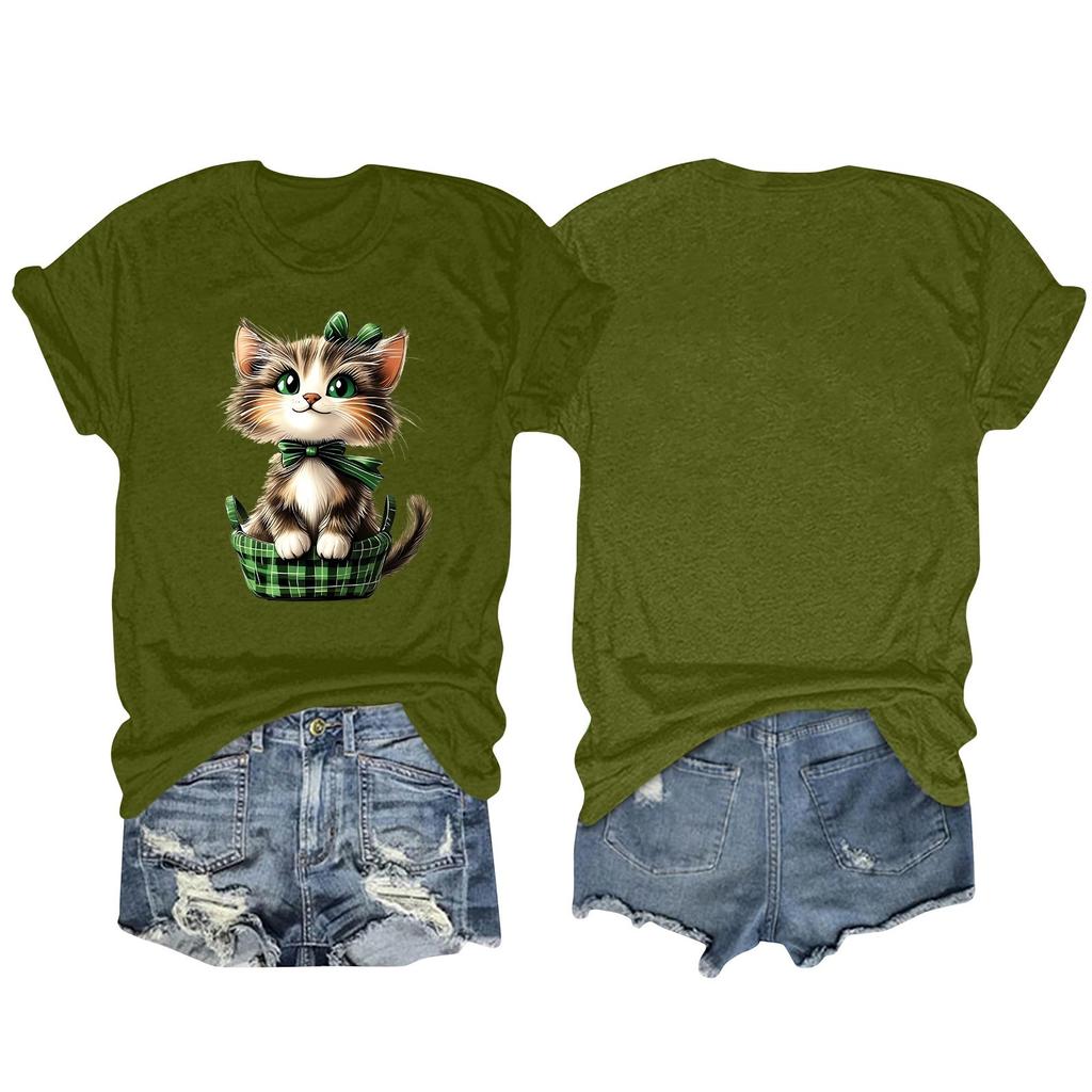 Женская модная футболка с круглым вырезом и коротким рукавом, пуловер