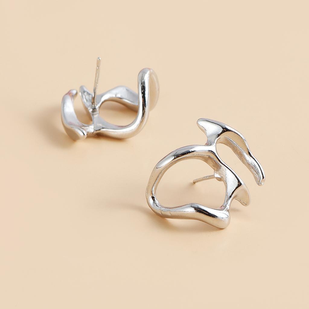 Light luxury high sense alloy hollow abstract earrings versatile personality irregular earrings earrings