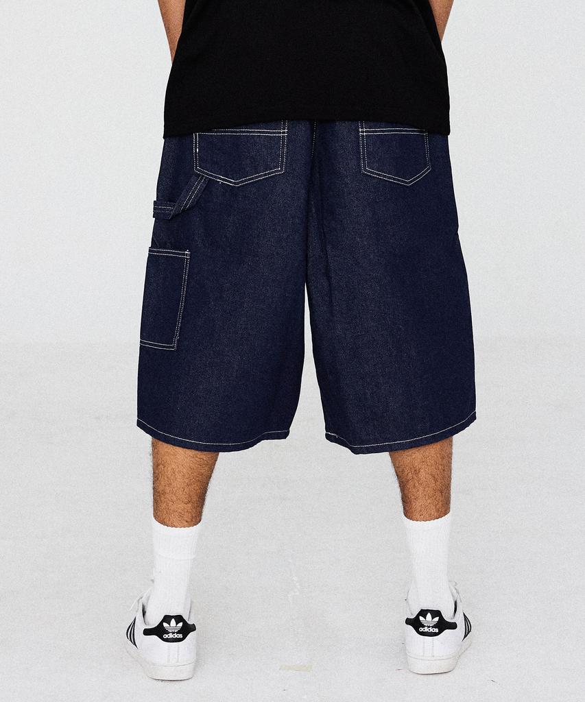 PHILIPPAKER Bluebase Carpenter Wide Bermuda Denim Shorts Deep Blue