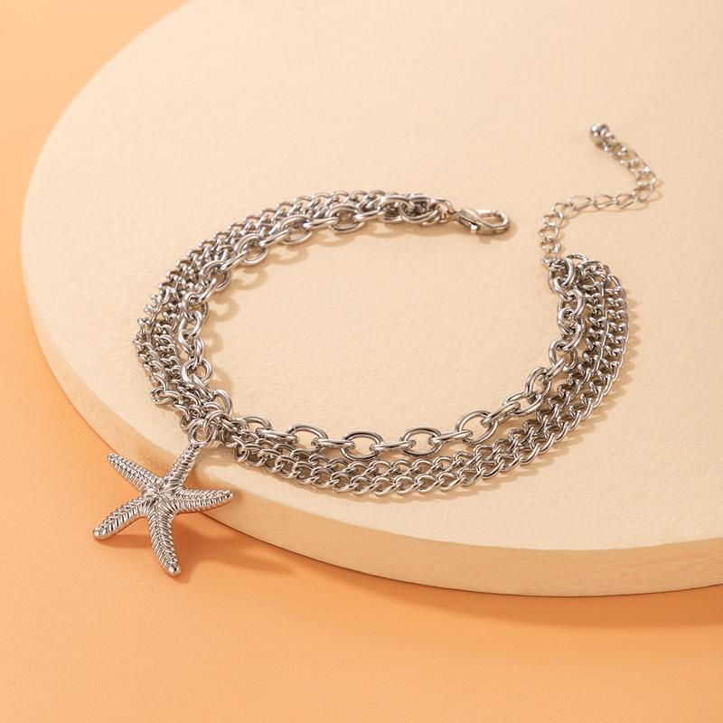 Zoshi Golden Foot Chain 3 Layers Ankles For Women Snake -Shaped Star Heart Cubot Foot Chains Beach Jewelry Summer Leg Chains