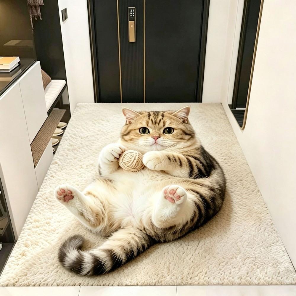 Pashmina Home Decor Carpet 2D Cartoon Carpet Cute Cat Area Rug Bedrooms