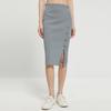 Calvin Klein SS23 Однотонная облегающая трикотажная юбка-миди с разрезом Женская нижняя часть Серая J221128-PN6