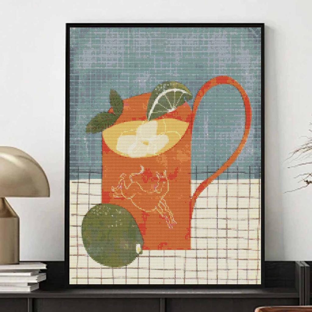 Diamond painting painting kit refreshing cocktail with lime handmade diy home decoration painting