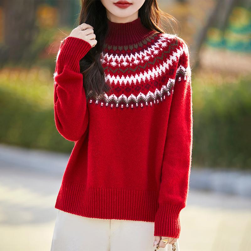 Women's Cashmere Sweater Qinghe Cashmere 30% Cashmere 70% Wool Autumn and Winter Cashmere Pullover Soft and Warm