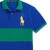 Polo Ralph Lauren Ss23 Широкая полосатая хлопковая рубашка поло с коротким рукавом с логотипом для мужчин, сине-зеленая MNPOKNI1N822155-401