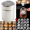 Chocolate Cocoa Shaker Powder Sifter Sprinkler Cappuccino Coffee Stencils Set