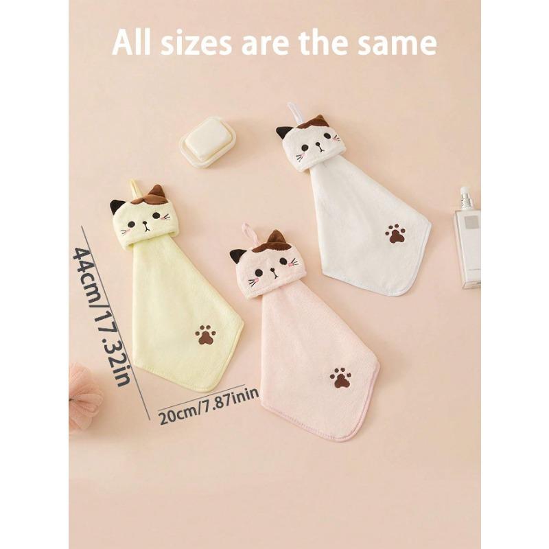 1pc Cute Cartoon Cat Hand Towel - Towel For Bathroom And Kitchen - Absorbent And Dual-Use Wipe Towel Home Bathroom Decor Summer
