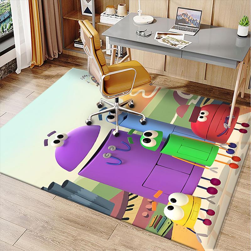 Ask Storybots Polyester Carpet, Soft Indoor Mat for Office Chair, Living Room, Computer Desk - Decorative Home Office Rug Design