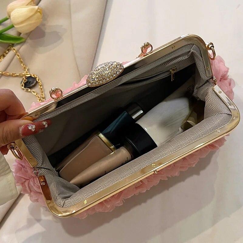 Дизайнерские винтажные женские сумки из бисера с цветами и ракушками, сумки с замком, розовые, белые, хрустальные сумки и кошельки, сумки на плечо с цепочкой, вечерние клатчи