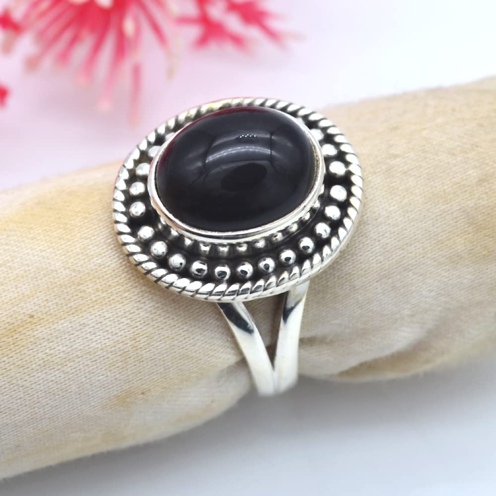 Сплошное 925 Серебряное серебро черное черное дизайнерское кольцо с ручным управлением, овальное кольцо, подарок на день рождения, украшения очарования