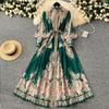 Spring Summer Elegant Vintage Palace Oversize Evening Dress Women Print Sashes Tying Long Party Dress Female Luxury Festival Clothing New