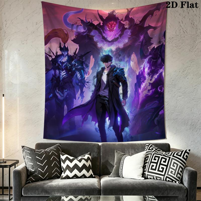 Solo Leveling Wall Tapestry Aesthetic Wall Hanging Printed Fabric Blanket Decorative Tapestries for Bedroom Living Room Home Decor