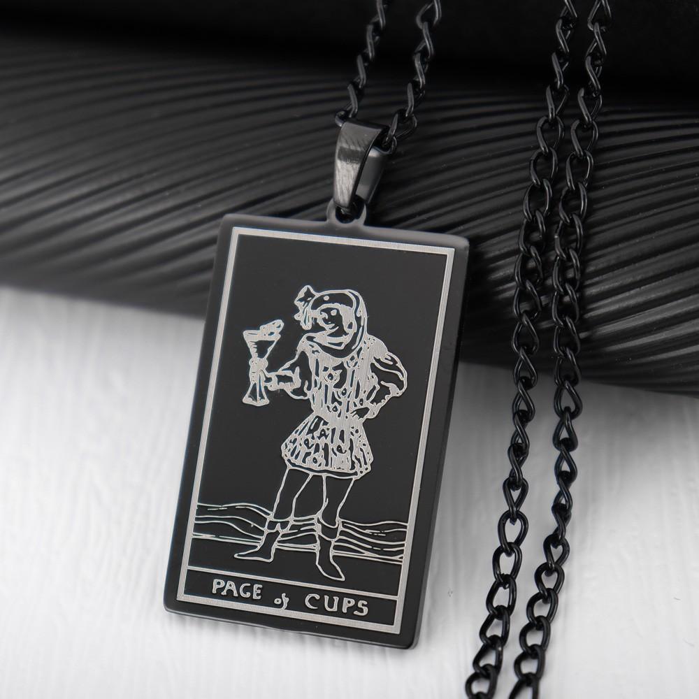 Waite Holy Grail Tarot Necklace European and American Retro Men's Hip-Hop Style Necklace