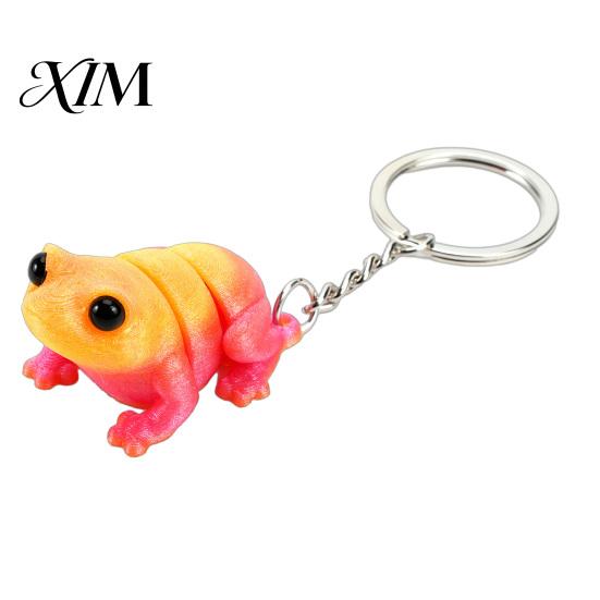 Portable Keychain 3D Printed Articulated Frog Keychain, Animal Pendant Backpack Accessory, Decorative Bag Accessories Charm with Key Ring, Gift