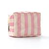 Portable PVC Striped Makeup Bag Mini Cosmetic Pouch Cute Toiletry Bag  Daily Use