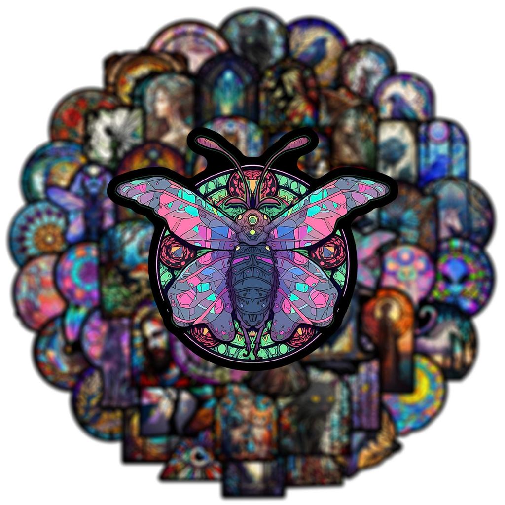 10/50PCS Gothic Dark Black Cat Moon Stickers Cool Color Crystal Window Stickers for DIY Luggage Laptop Bicycle Stickers