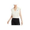 Nike Спортивная одежда Phoenix Fleece Soft Comfortable V-образный вырез однотонный жилет женские топы Sail-White Black FV6317-133