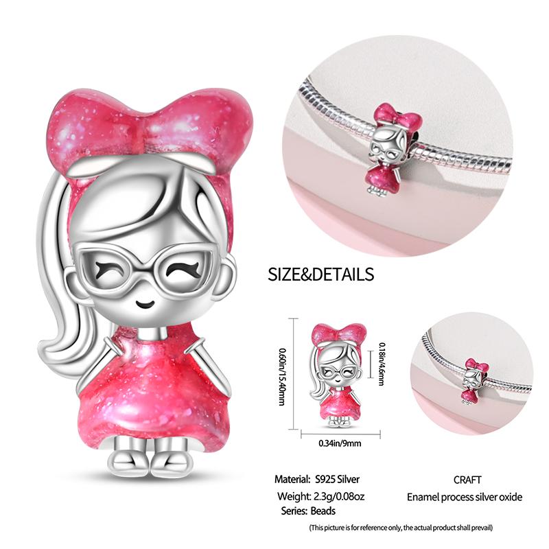 New Copper Bow Star Love Pink Series Charm Beads Suitable For 3Mm Original Bracelet Diy Fashion Jewelry Gift