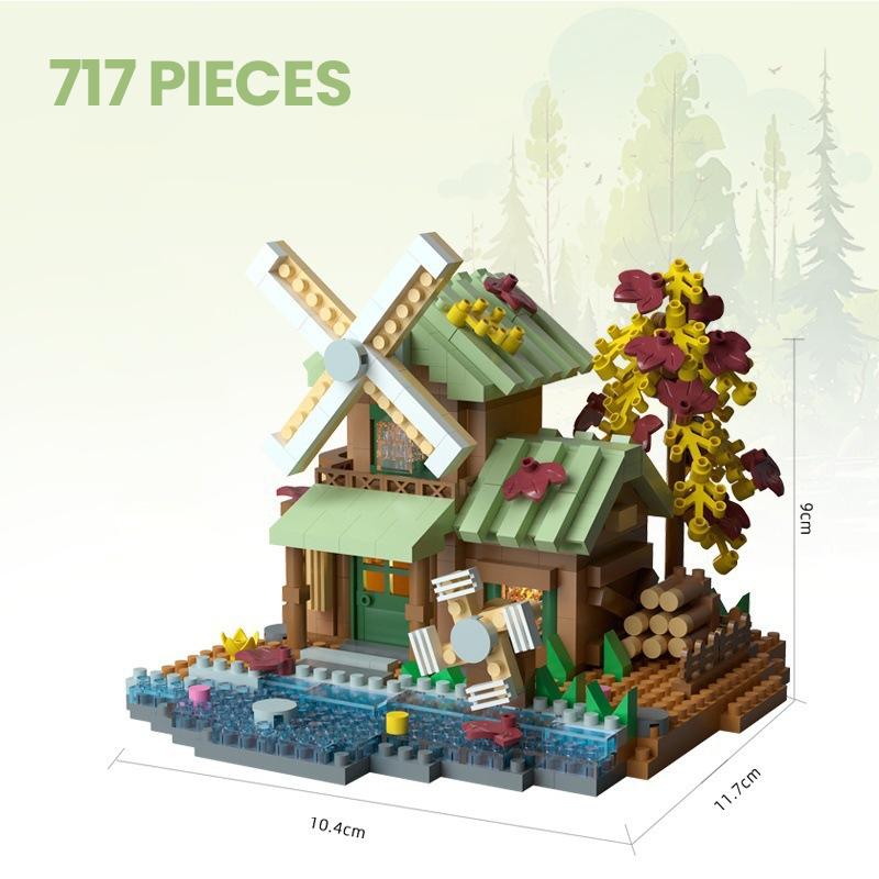 Forest Tree House Building Block Street View Windmill Assembly Construction Brick Children's Puzzle Toys for Kids Birthday Gifts