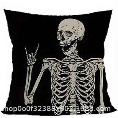 Home Decor Skeletons Making Hand Gestures Pillow Cover Pattern Cushion Cover Suitable For Sofa Bedroom Car Pillow Cover