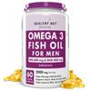 HealthyHey Nutrition Рыбий жир Омега-3 для мужчин - 2000 мг/порция - 60 мягких капсул (600 ЭПК и 400 ДГК)