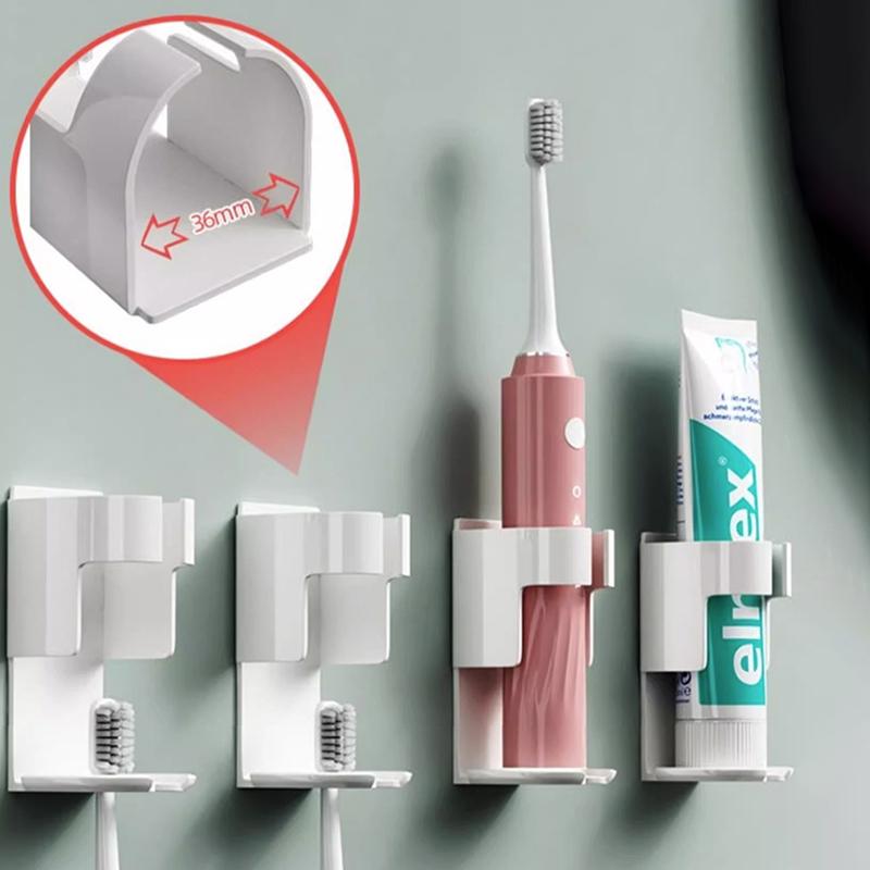 Wall Mounted Toothbrush Holder No Punching Electric Toothbrush Storage Rack Tooth Brush Base Space Saving Bathroom Organizer