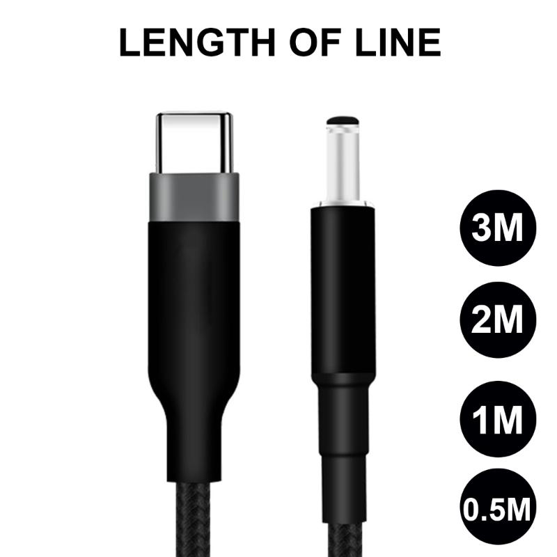 Кабель питания для ноутбука с быстрой зарядкой USB C на DC5.5x2.1мм 20В PD100Вт для ноутбуков Кабель для зарядки блока питания Плетеный провод