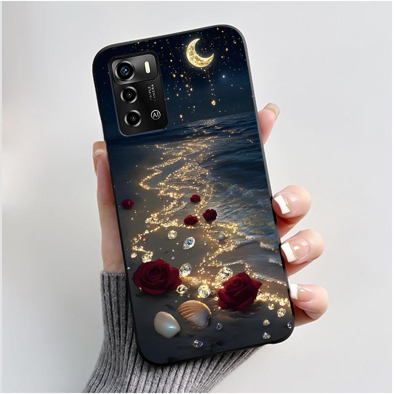 Чехол для смартфона ZTE Blade V40 Vita / V41, роскошный, милый, с кроликом, забавный, черный, корпус, мягкий силиконовый защитный чехол