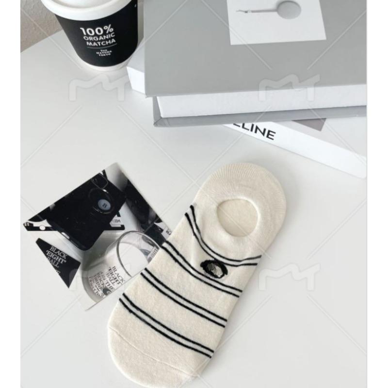 Невидимые носки-след с мультяшными полосками для щенков, летний женский стиль, дышащие короткие носки, повседневные хлопковые носки в стиле колледжа