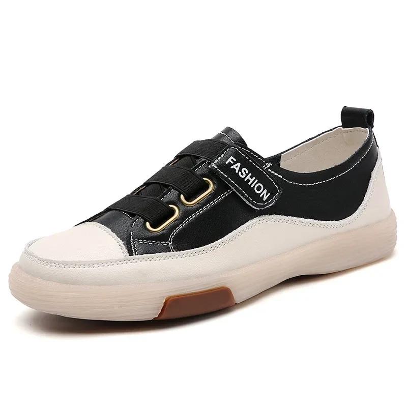 Women Summer Casual Outdoor Jogging Shoes Cow Leather Soft Sole Slip-on Flat Loafers Ladies Sneakers Breathable Walking Trainers