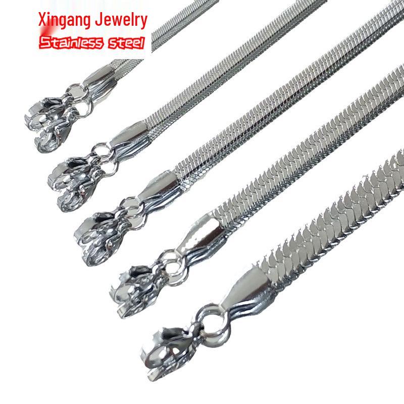Модная хип-хоп женская титановая плоская цепочка из нержавеющей стали