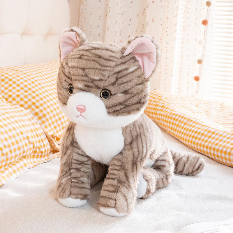 Милая имитация трехцветной кошки, плюшевая игрушка, маленькая кошка с цветком, котенок, детская компания, успокаивающая ткань