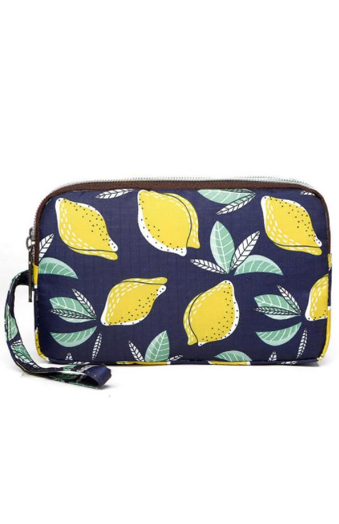 Azulte Travel Cute Small Item Lemon 131 Women's Pouch, Storage, Pattern, Yellow,