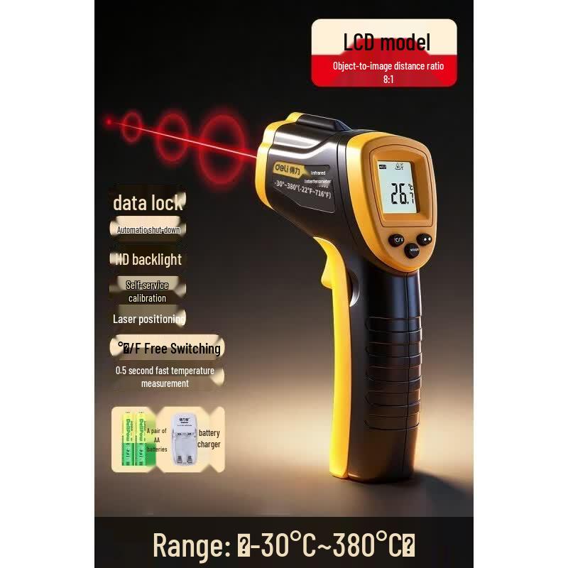 Deli High-Precision Infrared Thermometer Gun CN plug (adapter included)