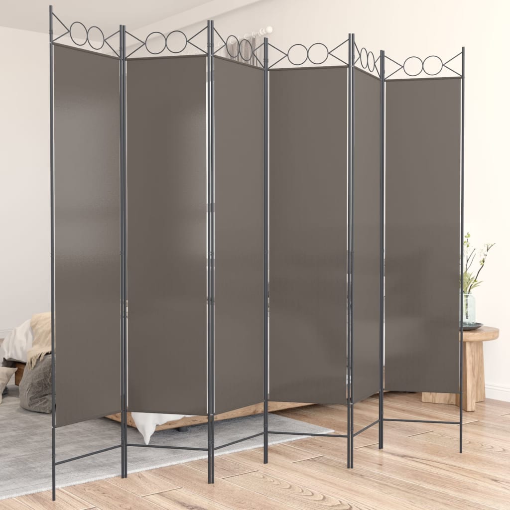 Vidaxl Parawan 6-Panelowy, Antracytowy, 240X220 Cm, Tkanina