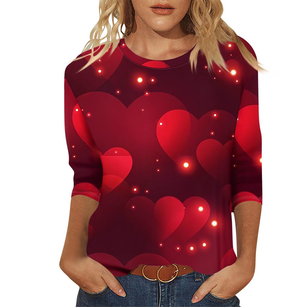 Женский модный и повседневный свитер с рукавом семь четвертей и принтом ко Дню святого Валентина