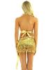 2Pcs Womens Shiny Sequin Tassels Belly Dance Costume Halter Bra Top with Hip Scarf Wrap Skirts Set Ballroom Dancewear