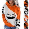 Women's Halloween Print Pullover Round Neck Drop Shoulder Long Sleeved Blouse