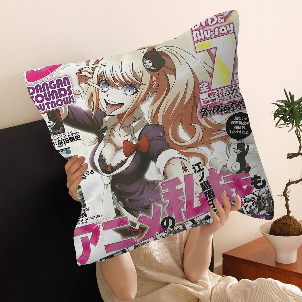 Классическая аниме-подушка Danganronpa Подушка для аниме Подушка для дивана Подушка для изголовья кровати Наволочка Чехол для подушки 45x45 см Модная