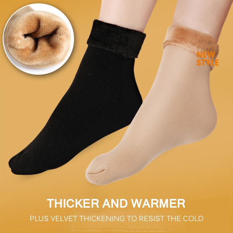 New Women Winter Warm Thicken Thermal Soft Casual Solid Color Socks Wool Cashmere Home Snow Boots Velvet Home Floor Sock