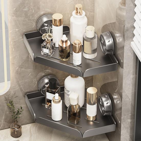 Угловая полка для душа с присоской, прочная несущая полка для душа с дренажными отверстиями